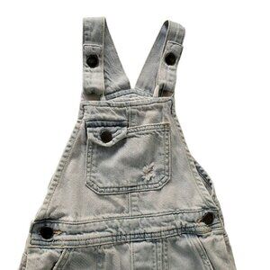 Cotton On Denim Bib Romper Kids Adjust Straps Distress Light Wash Unisex Size 6